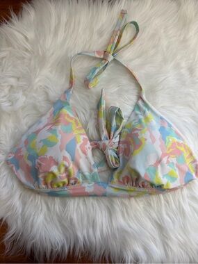 Victoria's Secret Pastel Floral Triangle Bikini Top - Pink, Blue, Yellow, Mint